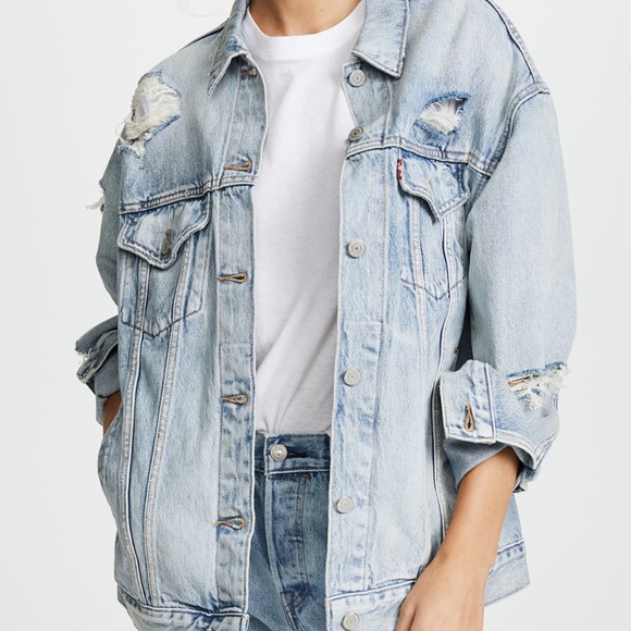 Levi’s Distressed Denim Oversized Jacket | Large - Picture 7 of 16